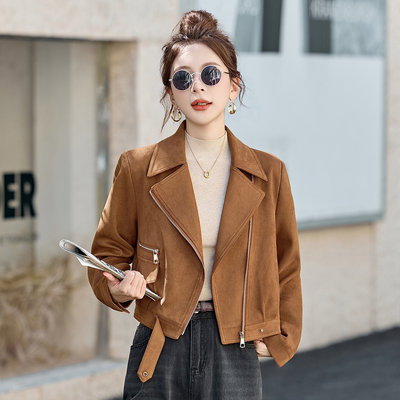 小个子时尚短款鹿皮绒外套女