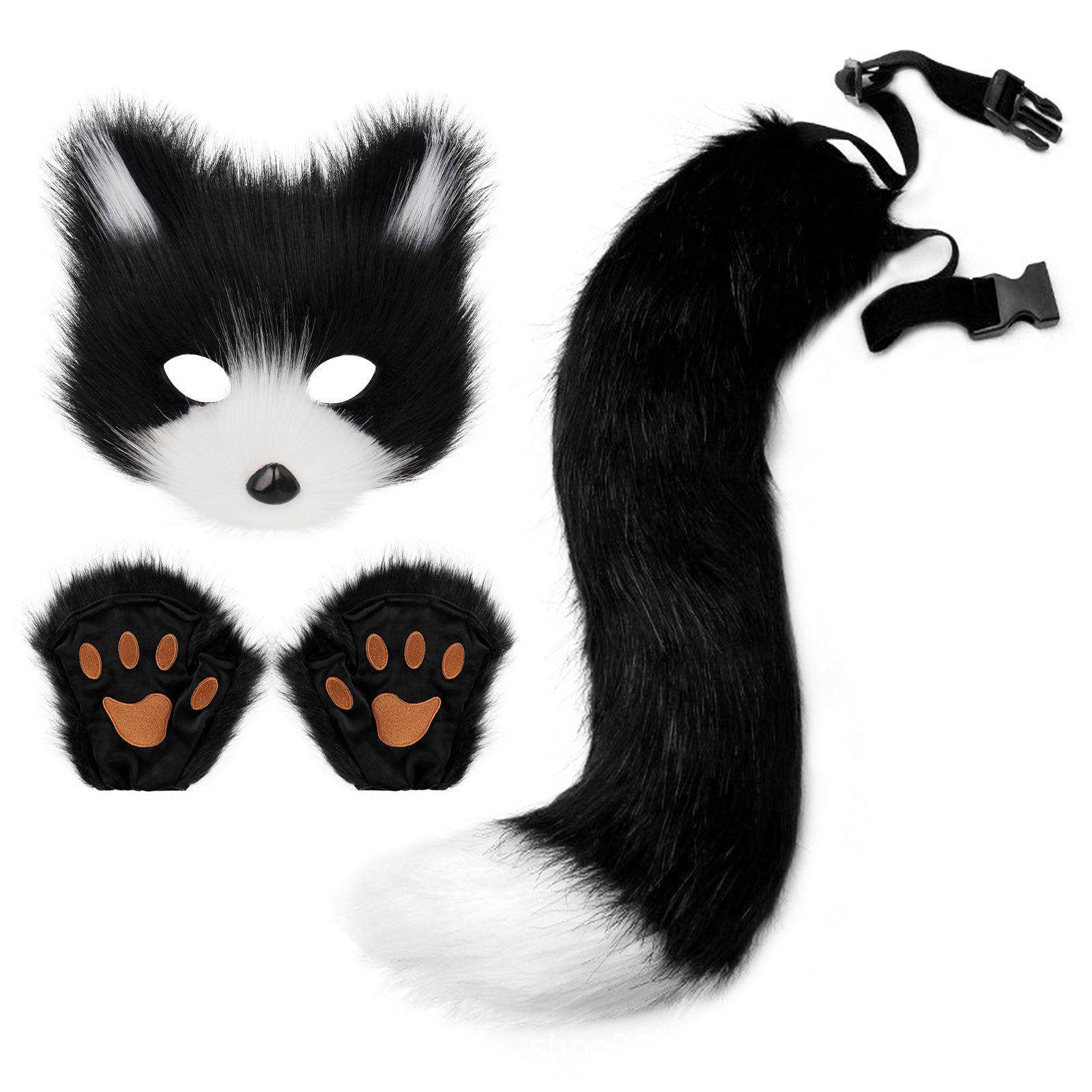 万圣节毛绒猫咪狐狸尾巴兽人风格面具手套三件套装cosplay道具现,模玩/动漫/周边/娃圈三坑/桌游,furry福瑞/兽装,淘宝优惠券,粉丝福利购,淘宝优惠卷
