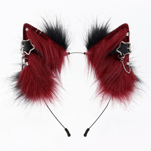 手作仿真兽耳发箍毛绒猫耳金属朋克cosplay漫展道具头饰耳朵欧美