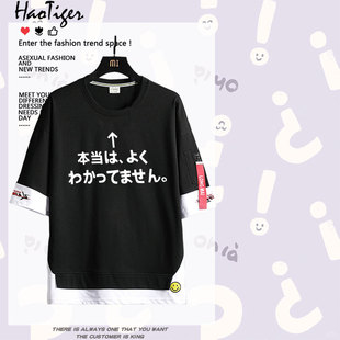 其实并没有听懂t恤个性创意其实我不太明白日系短袖T恤学生上衣服
