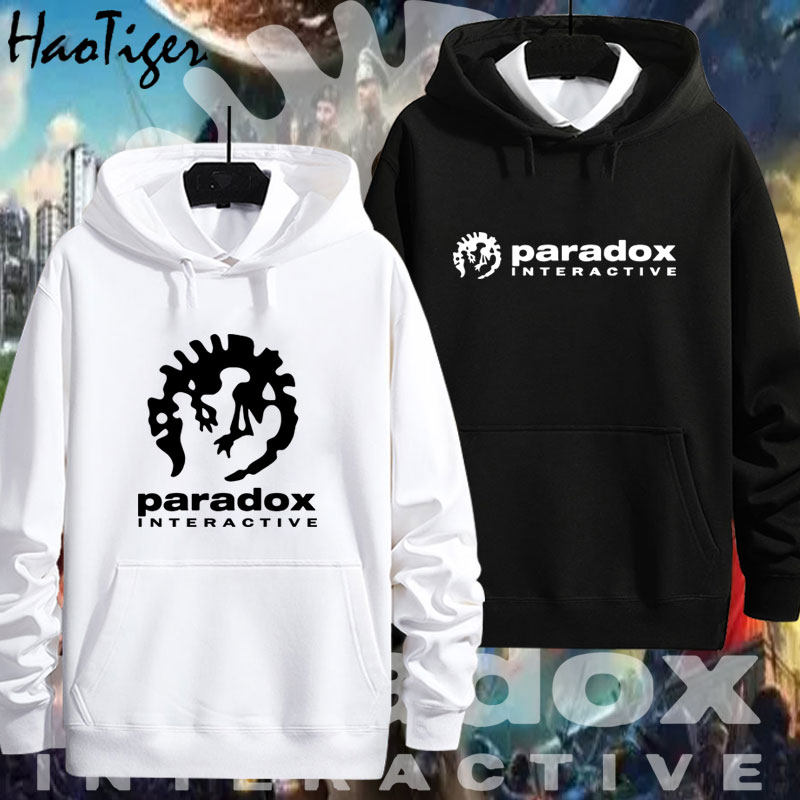 paradox interactive p社logo周边连帽加绒卫衣男青少年休闲衣服
