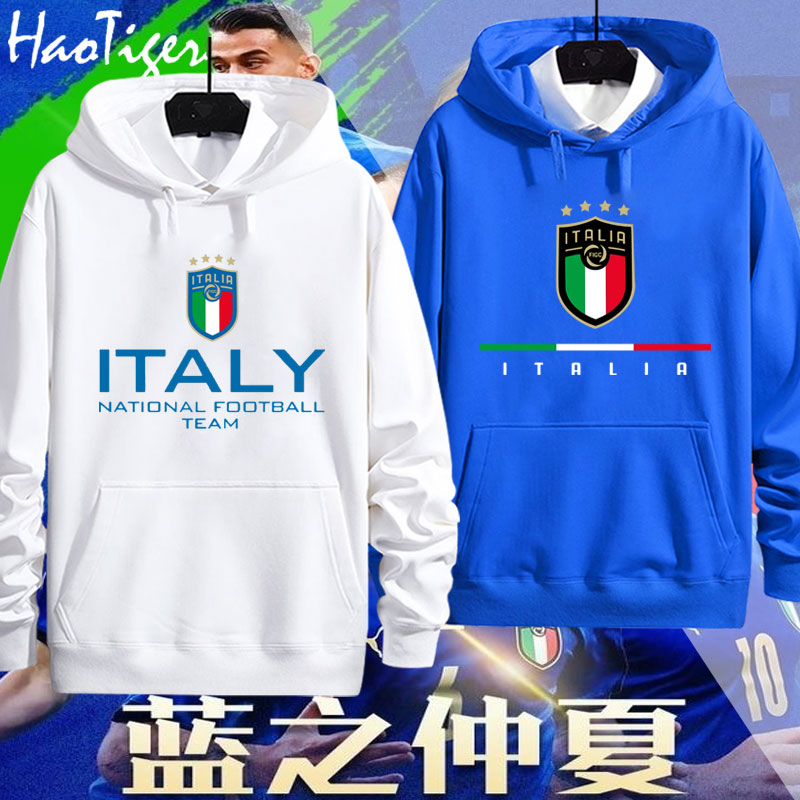 Italy意大利队欧洲杯蓝衣军团足球迷纪念队服男女加绒连帽卫衣