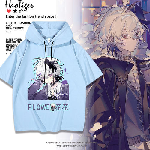vflower术力口曲绘周边动漫二次元连帽短袖T恤男女二次元学生上衣