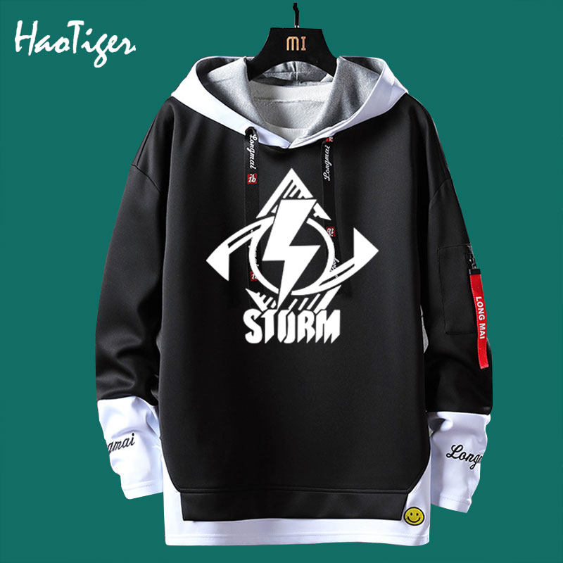 猫之城游戏暴风眼暗夜猫周边春秋款连帽男女假两件套头卫衣上衣服