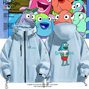 动漫海绵宝宝比奇堡的居民们路人鱼卡通冲锋衣夹克卡通秋冬外套