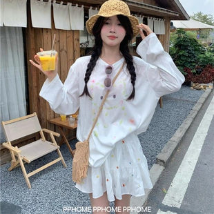 T恤女简约露肩内搭薄纱打底外搭宽松上衣 2025韩系宽松慵懒风长袖