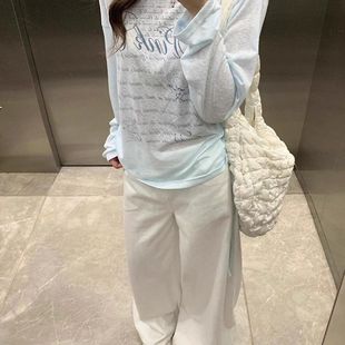 微透薄款 美式 夏季 斜肩简约罩衫 宽松慵懒风百搭上衣 t恤女2025新款