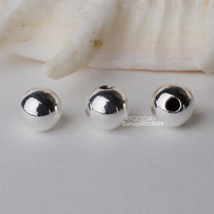 S925纯银单孔珠子半孔珠珠圆珠散珠定位珠diy流苏头饰尾珠配件批