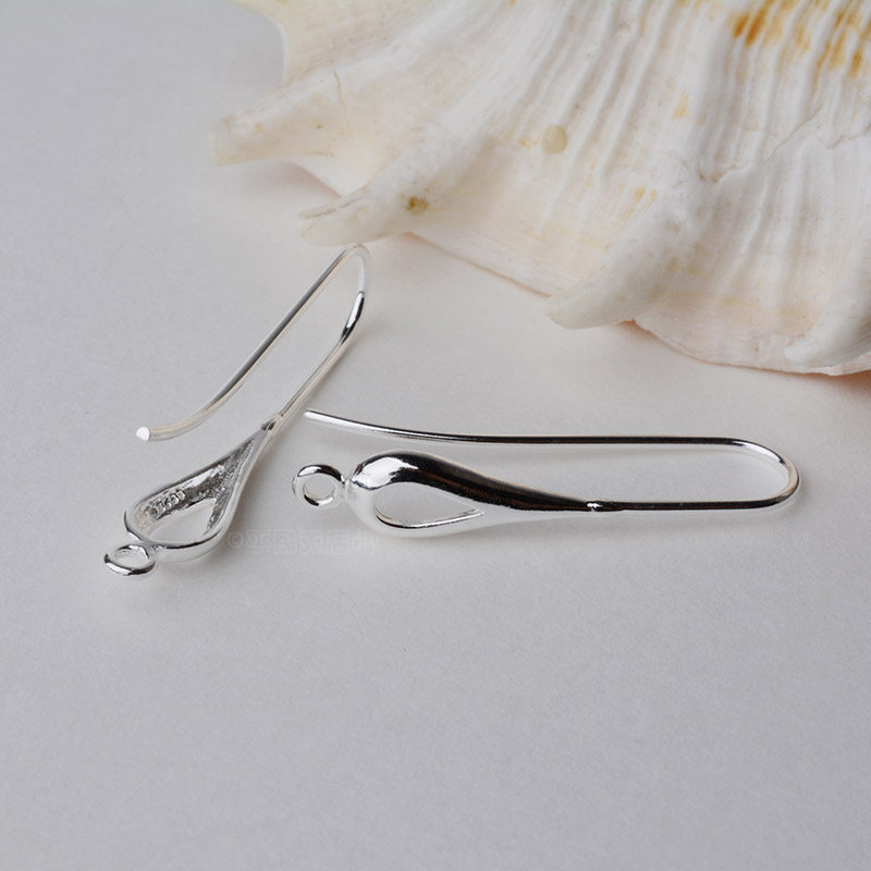 s925纯银耳饰品 白银耳钩大号粗款耳环钩子防过敏diy饰品配件