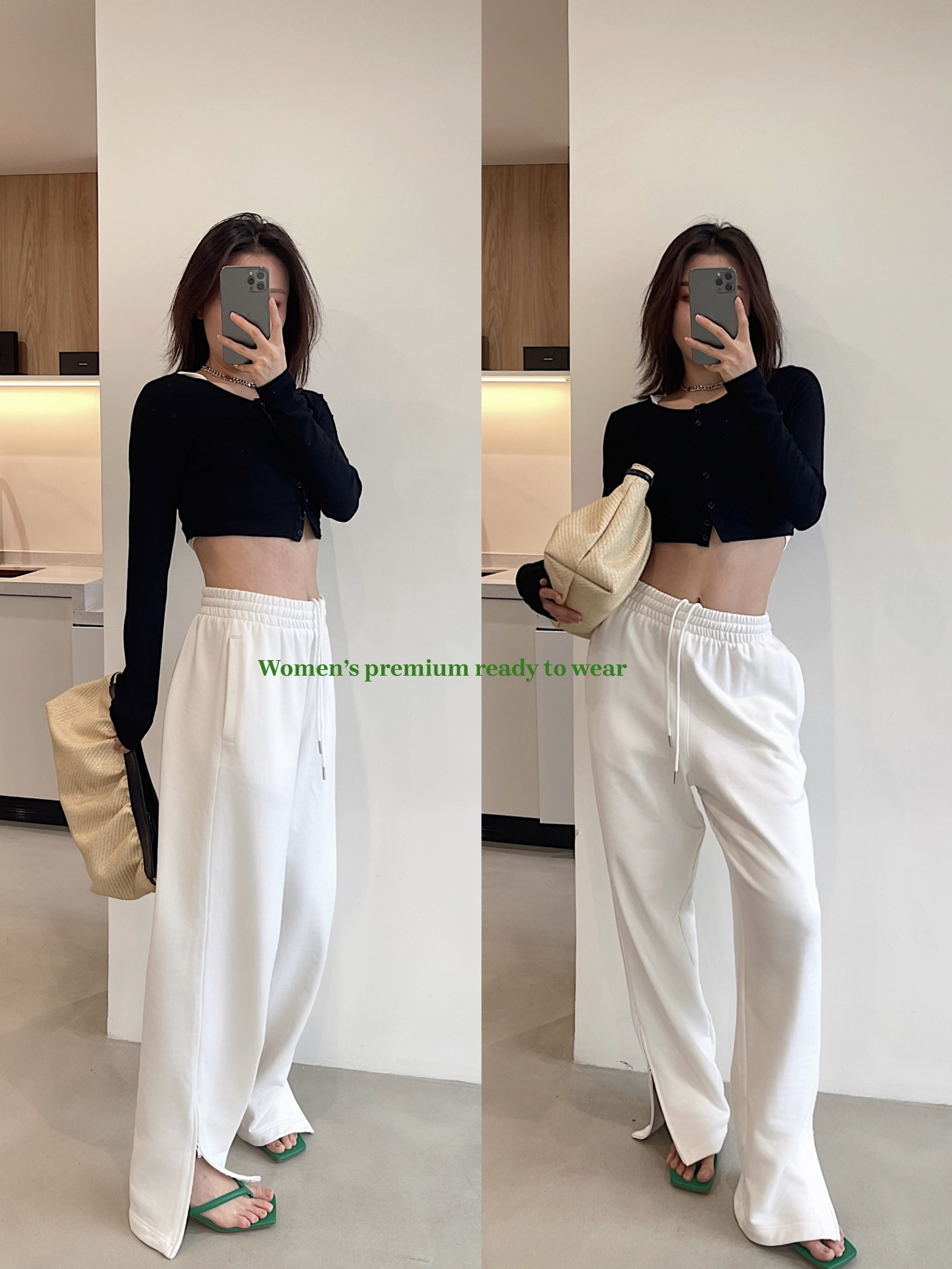 欧美辣妹海狸同款侧开衩运动卫裤