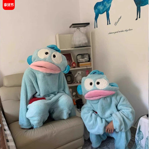 可爱小丑鱼珊瑚绒睡衣女冬款新款加绒加厚毛绒连体衣家居服可外穿