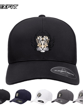 FLEXFIT国潮风男女刺绣棒球帽硬顶全封闭大头围防晒遮阳鸭舌帽子