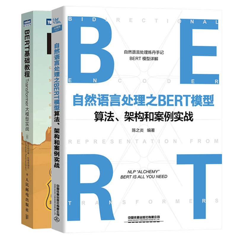2册自然语言处理之BERT模型算法架构和案例实战+BERT基础教程:Transformer大模型实战 BERT模型原理架构实现技术教程书籍