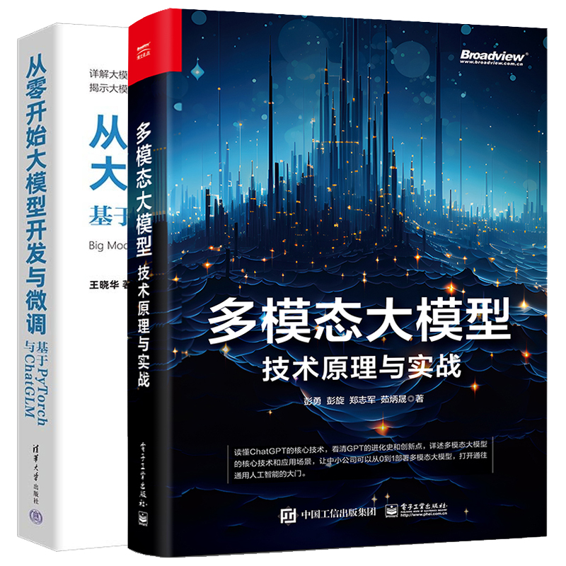 多模态大模型 技术原理与实战+从零开始大模型开发与微调 基于PyTorch与ChatGLM  2本图书籍