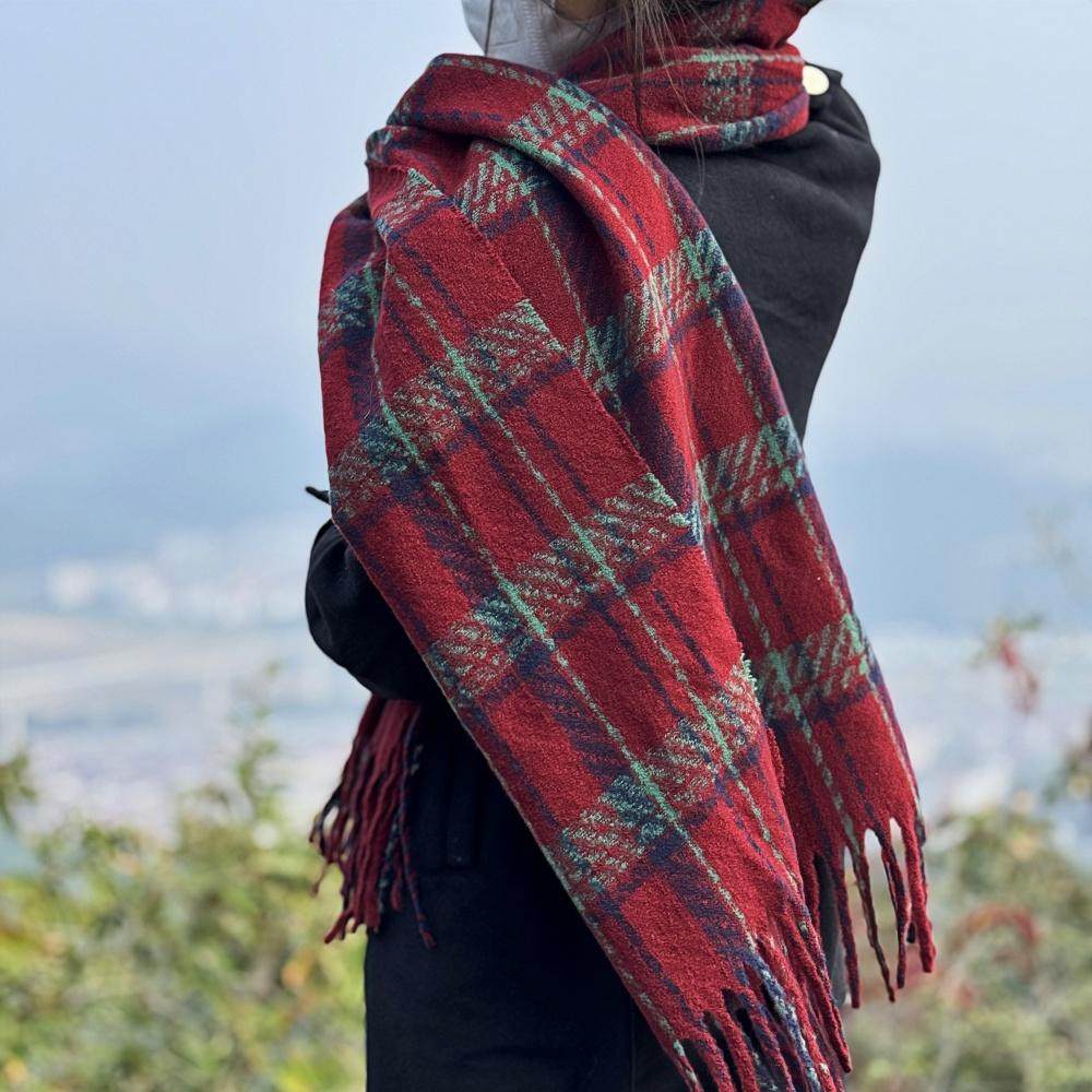 红色高级感围巾女冬季2024新款百搭格子披肩软糯复古学生保暖围脖,服饰配件/皮带/帽子/围巾,围巾/丝巾/披肩,淘宝优惠券,粉丝福利购,淘宝优惠卷