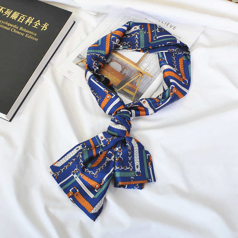 韩国新款东大门ins小领巾韩版时尚印花装饰长条小丝巾女