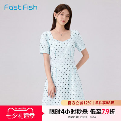 小个子法式名媛气质波点连衣裙女