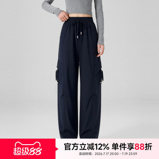 快鱼新款女装夏季休闲裤户外时尚美式工装裤抽绳潮流裤子女夏薄款