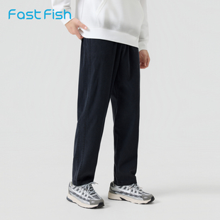 快鱼2026年春季新款男士休闲直筒裤仿牛仔面料透气舒适简单百搭