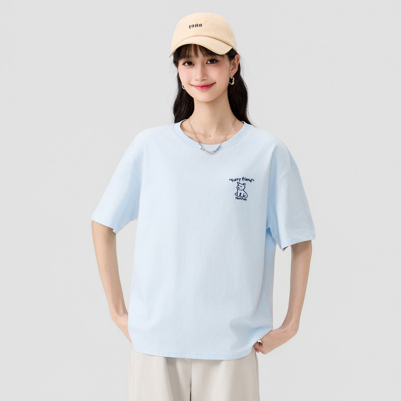 快鱼纯棉短袖t恤女2026新款上衣图片