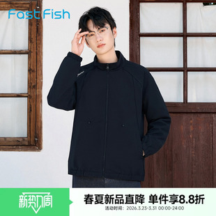通勤宽松外套设计感韩版 立领户外时尚 上衣 2026春新款 快鱼夹克男款
