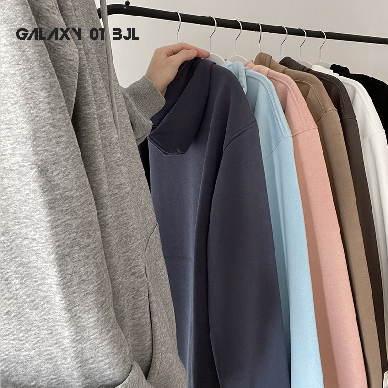纯色基础加绒连帽卫衣