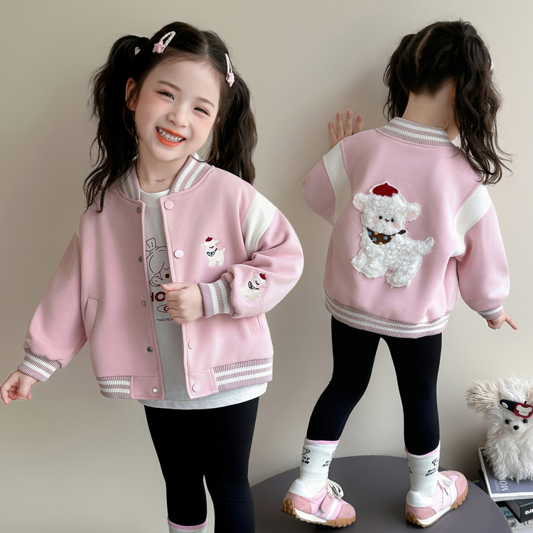 女童秋装洋气外套2026新款小女孩宝宝时髦棒球服儿童秋季开衫上衣图片