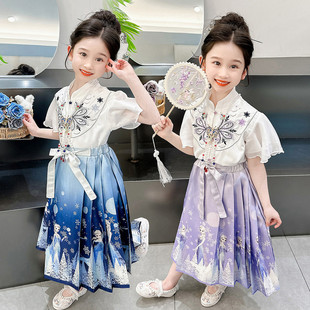 女童连衣裙夏装2026新款女宝宝夏季马面裙套装小童中国风艾莎裙子