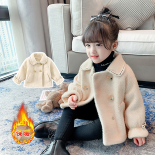 女童加厚外套2025秋冬新款宝宝洋气短款毛呢儿童冬季韩版上衣潮