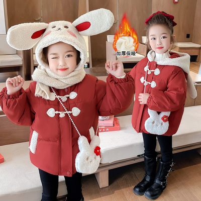 女童棉服外套超厚冬装新款洋气加绒儿童棉衣宝宝加厚棉袄冬季爆款