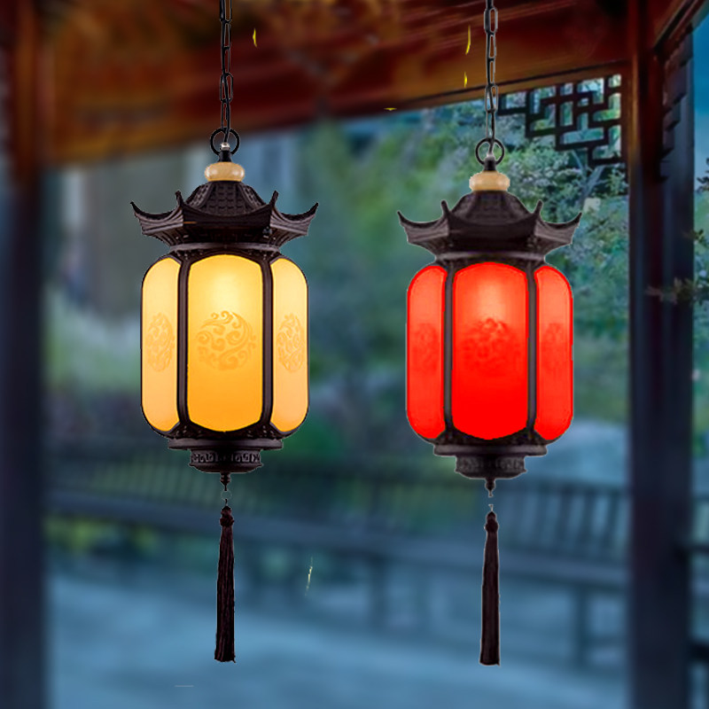 复古户外防水庭院吊灯 新中式别墅屋檐院子亭子过道走廊凉亭灯笼