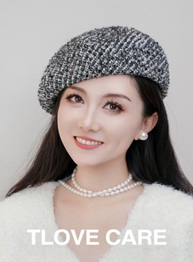 T9718+9684+9824时尚百搭春秋季新款蓓蕾帽女士气质小香风蓓蕾帽
