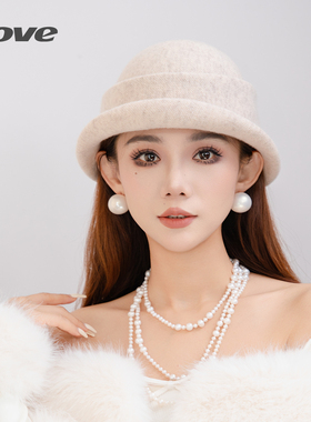 9874时尚韩版百搭羊毛小礼帽女士秋冬季新款洋气减龄简约短檐盆帽