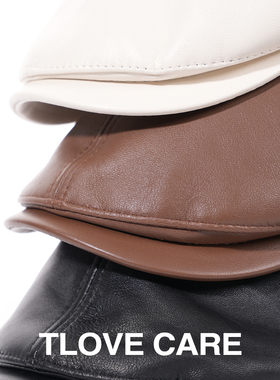 9966时尚百搭羊皮帽子女潮流出街减龄复古前进帽秋冬季新款鸭舌帽