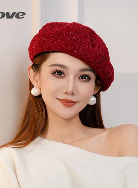 L9718+L9824春秋季新款蓓蕾帽女士时尚百搭小香风减龄气质贝雷帽