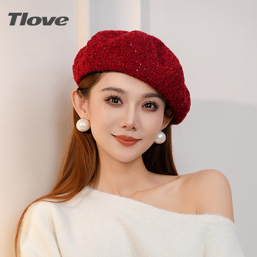 L9718+L9824春秋季新款蓓蕾帽女士时尚百搭小香风减龄气质贝雷帽