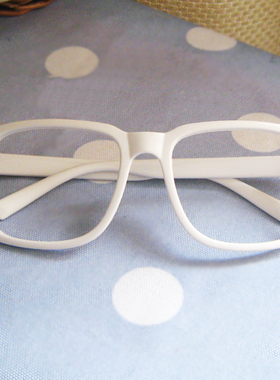 白色全框方形无镜片眼镜框 眼镜架 装饰蓝色粉色紫色红色塑料记忆