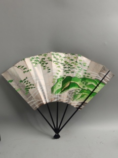 日本京都宫胁卖扇庵手绘竹林溪流双面竹折扇蝙蝠扇和服扇御舞扇