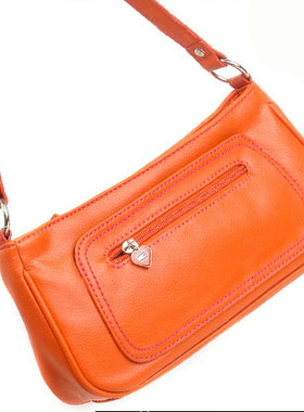 美国靓丽橙色白领女式时尚流行糖果色精致随身夏季口红包单肩包