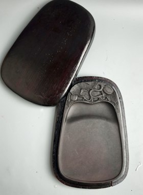 创汇时期古塔岩八寸瓜瓞绵绵端砚带原配木盒 书法抄经磨墨老砚台