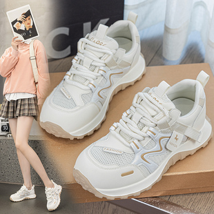 爆款 子女2026新款 鞋 女鞋 41到43真皮百搭老爹鞋 配裙子软底大码 春款