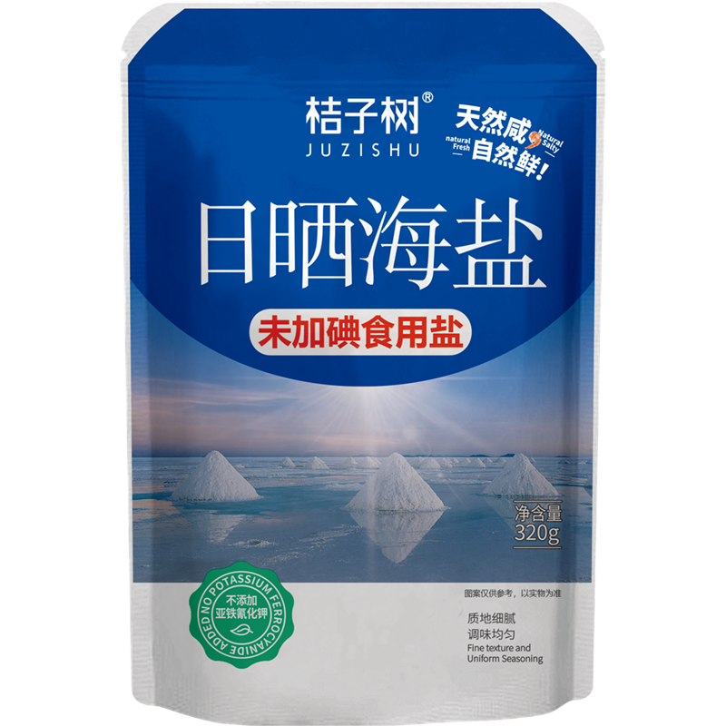 桔子树未加碘320g*6袋天然日晒海盐零添加
