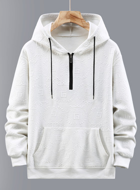 大码连帽卫衣男套头秋新款休闲外套宽松胖子胸围124-164肥佬男装