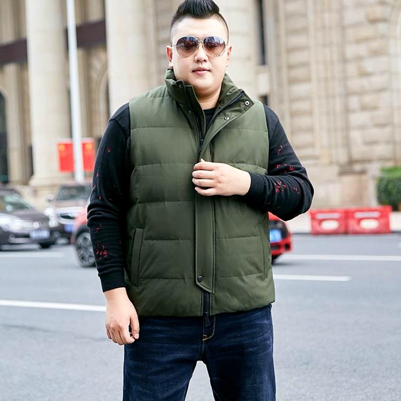 400斤男士冬季立领加肥加大胖特体装外套白羽绒马甲背心胸125-170
