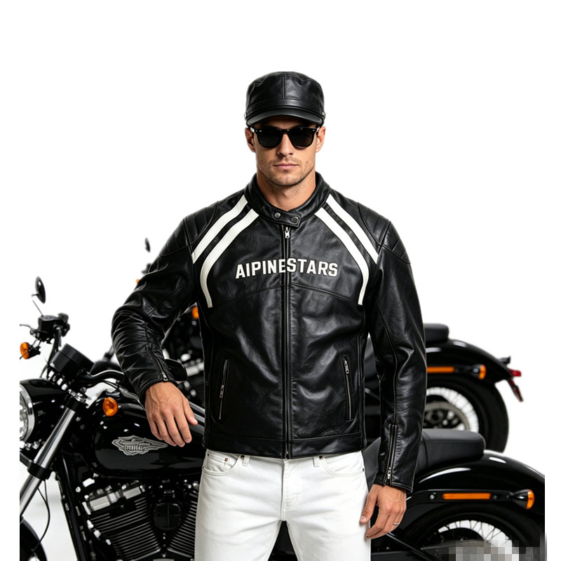 真皮皮衣男头层牛皮机车63号公路赛车服摩托车服可加护具夹克外套