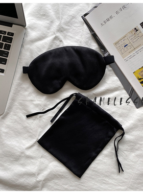 shamelessbaby经典纯黑色真丝遮光眼罩 手工制作男女挂耳/头戴