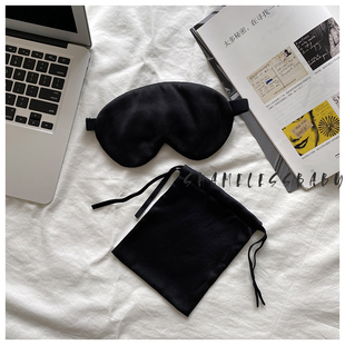 shamelessbaby经典纯黑色真丝遮光眼罩 手工制作男女挂耳/头戴