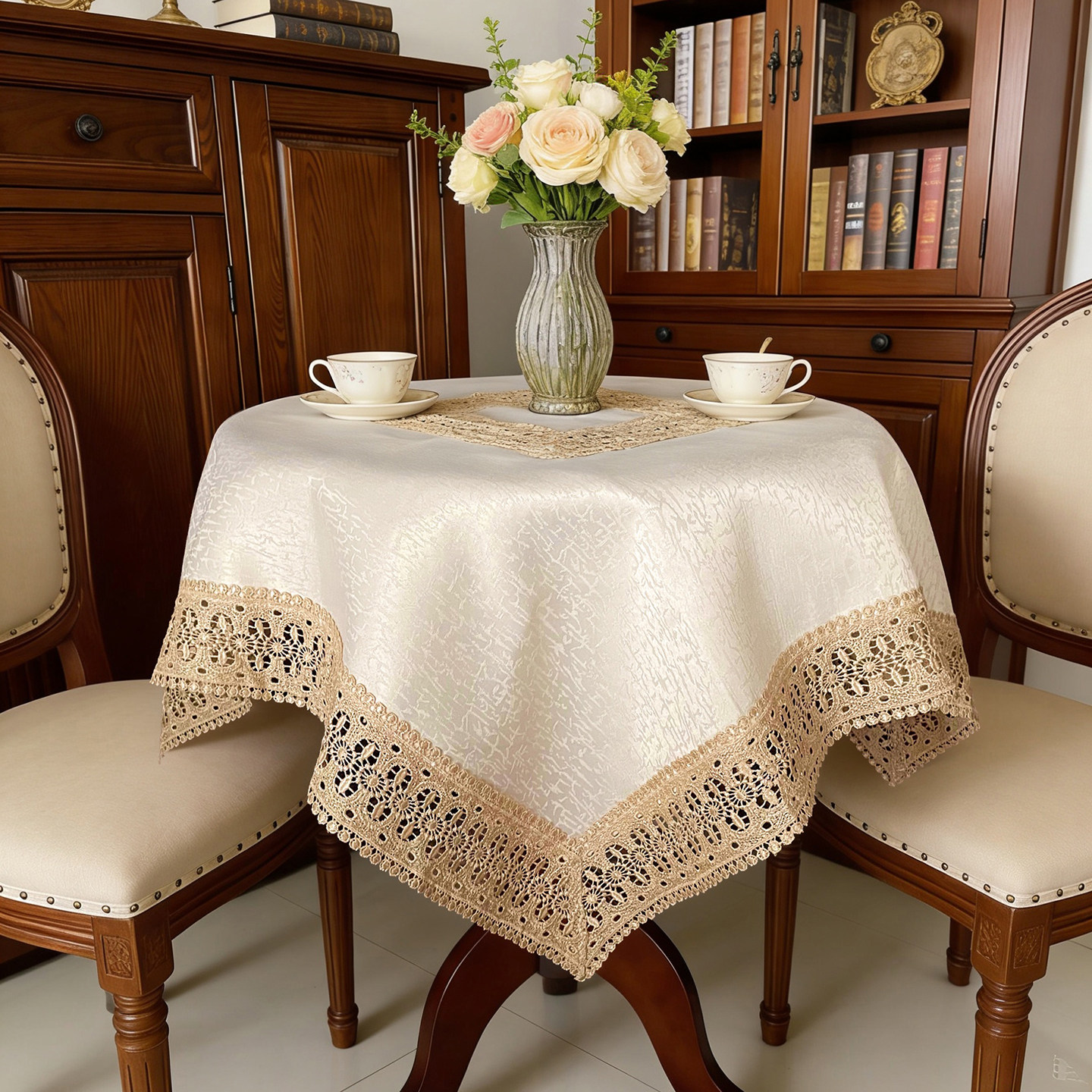 外贸古典复古水溶绣花边桌布餐桌茶几床头柜边柜鞋柜家电防尘盖巾,居家布艺,桌布,淘宝优惠券,粉丝福利购,淘宝优惠卷