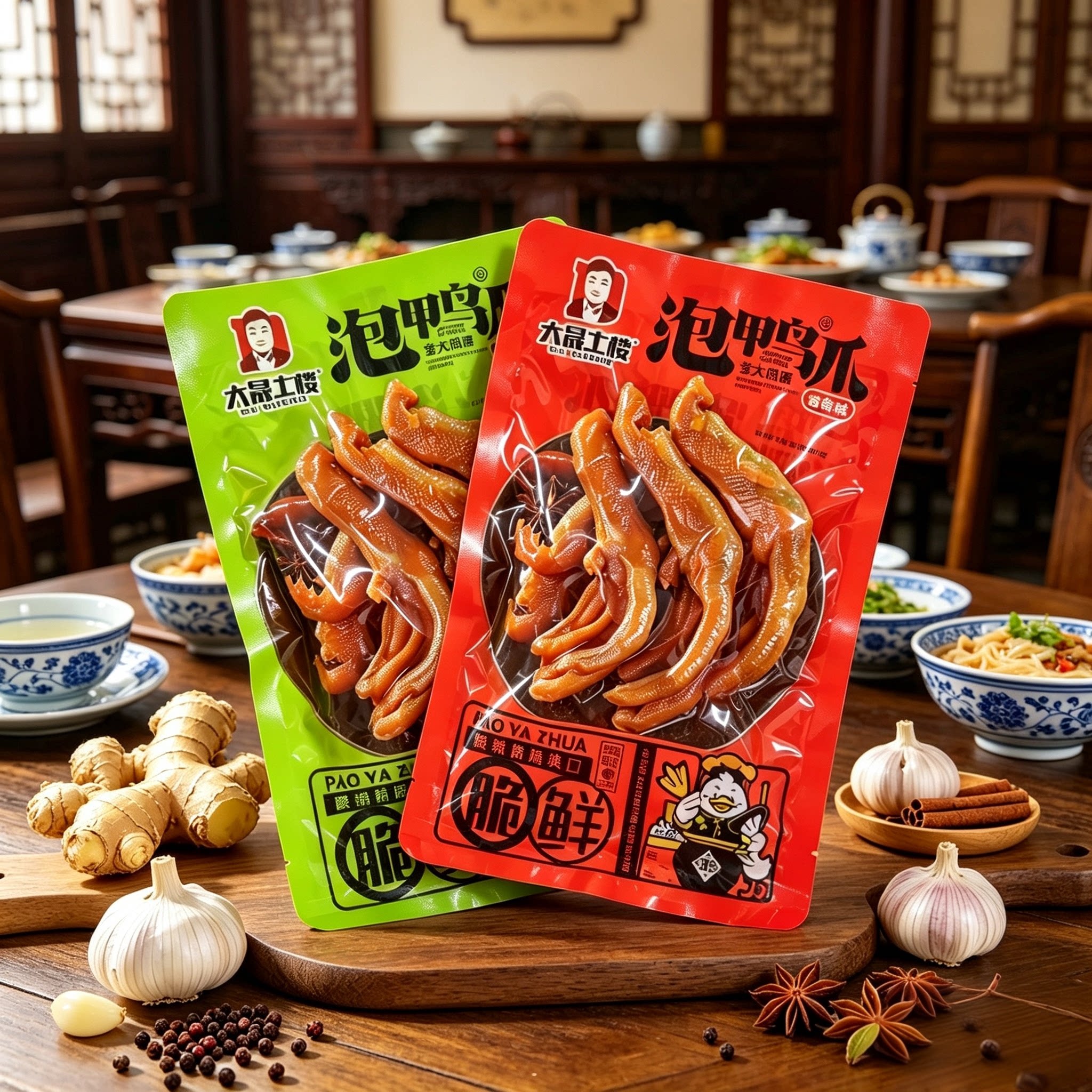 大晟土楼泡鸭爪脆鲜泡鸭掌320克香辣卤味味网红休闲小零食包邮