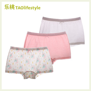 乐桃有机棉女童内裤纯棉平角儿童四角裤全棉小女孩学生短裤中大童